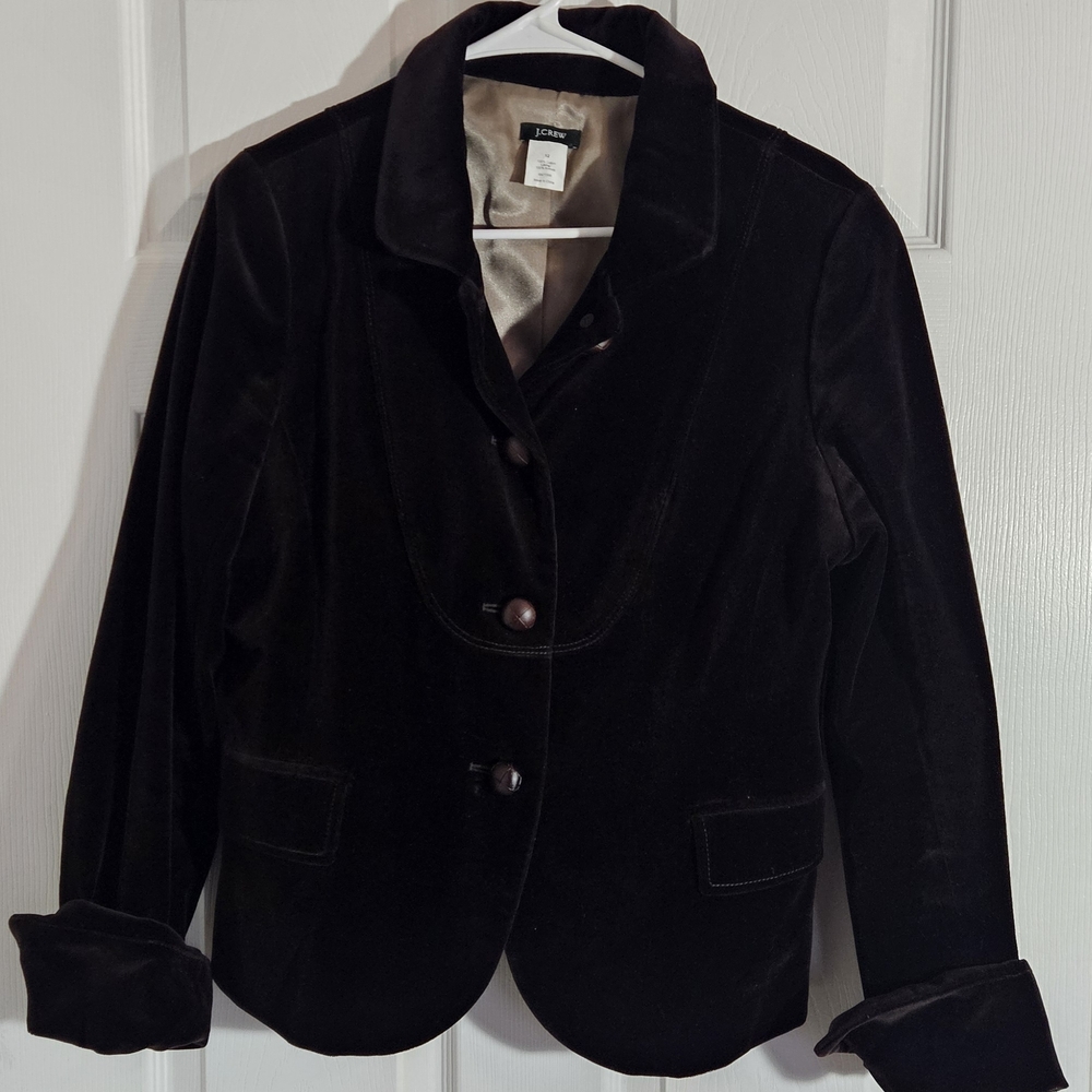 J. Crew Dark Brown Velvet Bella Blazer 12